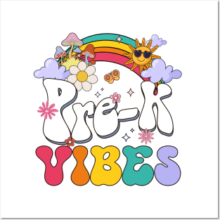 Pre-K Vibes - Pre Kindergarten Team Retro 1st Day of School Posters and Art